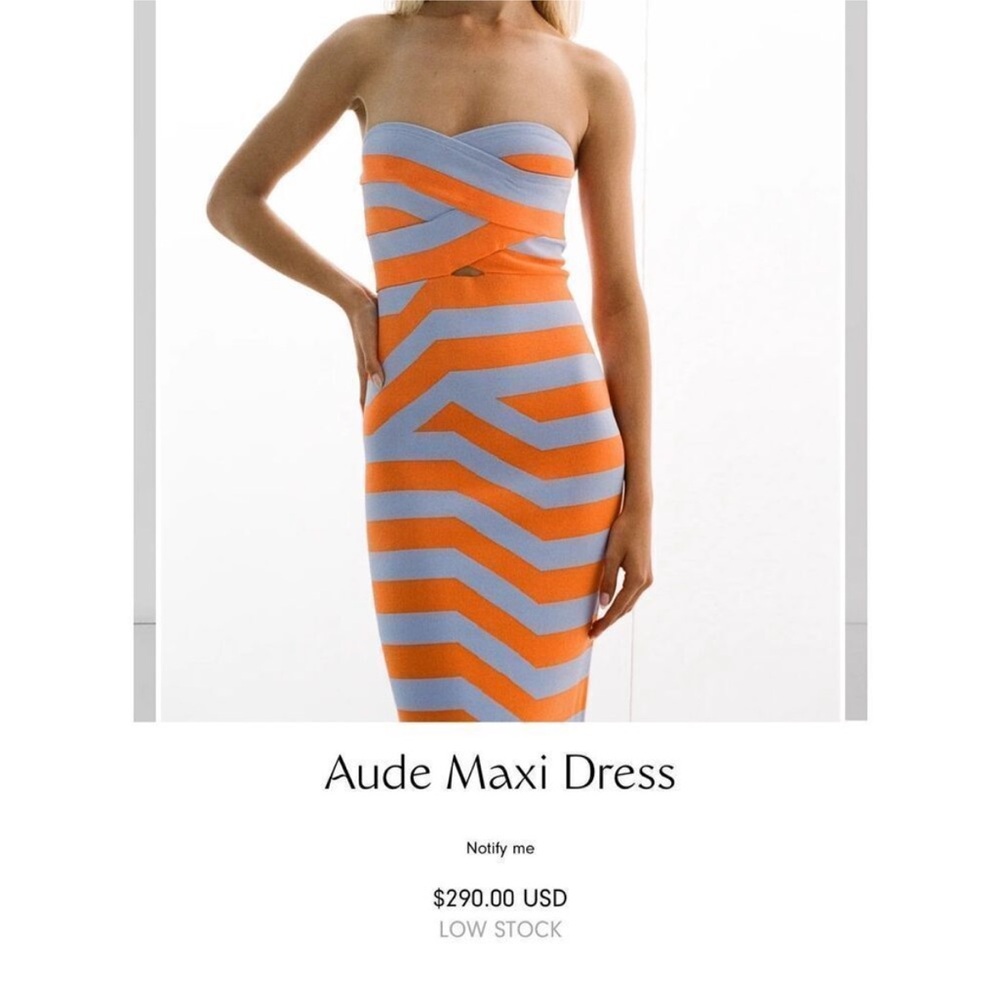 Aude Strapless Maxi Dress in Orange and Light Purple